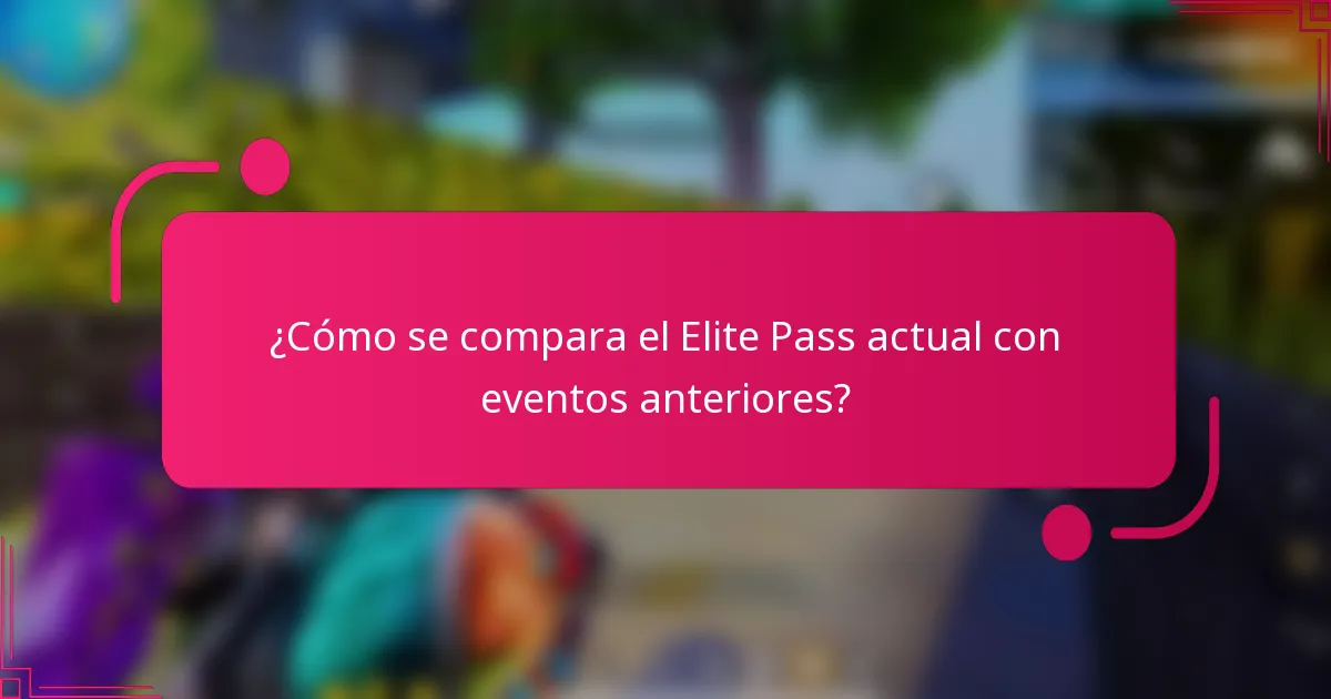 ¿Cómo se compara el Elite Pass actual con eventos anteriores?